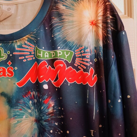 Unisex Short Sleeve Cat Christmas New Year Shirt, Large, New - Picture 4 of 6